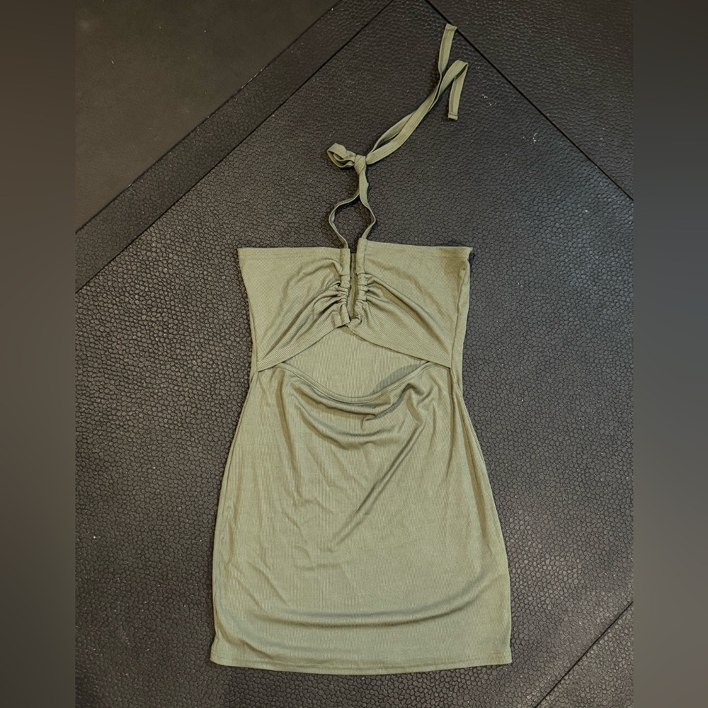 Olive Green Strapless Dress